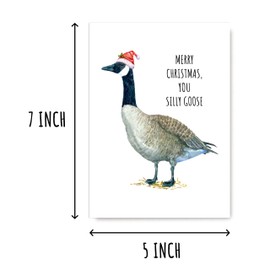 VKNDesigns You Silly Goose Card - Christmas Holiday Card - Silly Goose Greeting Card - Humorous Xmas Card - Goose Merry Christmas Card
