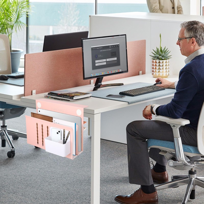 LUKETURE Desk Side Storage, 2 Tier Steel Hanging Organizer, No