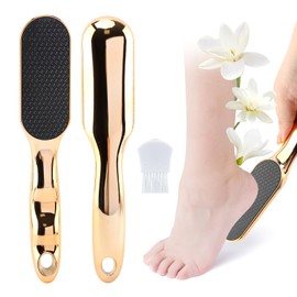 Foot Files Callus Remover Kit with Small Brush, Nano Glass Portable Foot Scrubber Professional Scrubber Pedicure Tools(Gold)
