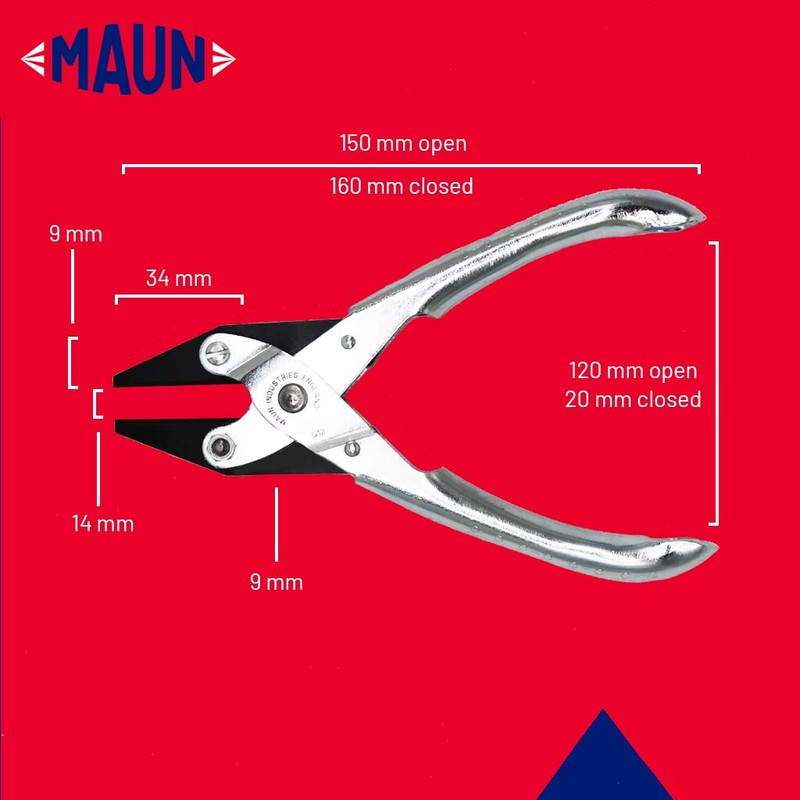 Maun 4870-160 Smooth Jaws Flat Nose Parallel Plier 160 mm