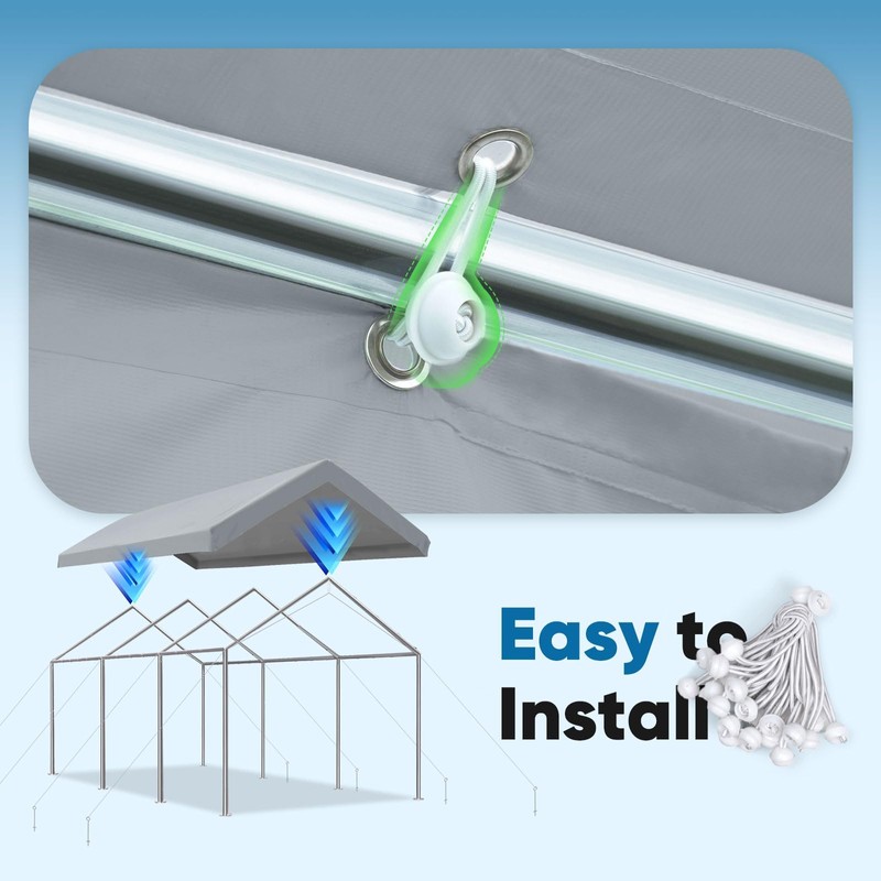 10x20 ft Carport Replacement Top Cover, Heavy Duty Waterproof &