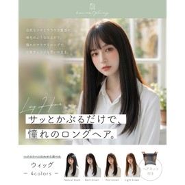 Long Wig, Women's Wig, Semi-Long, Wig, Natural, Cosplay, Fashion Wig, Full Wig, Women's Wig (Dark Brown)