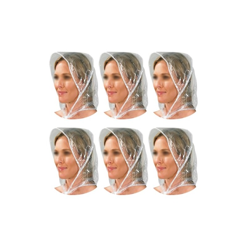 GSHLLO 6 Pcs Clear Plastic Rain Hats Womens Rain Bonnets