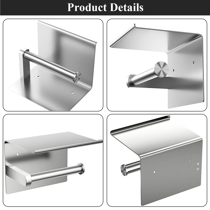 Tindbea Mega Size Toilet Paper Holder with Shelf + Towel