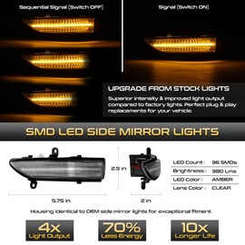 VIPMOTOZ Sequential Amber Full LED Side View Mirror Signal Lights Lamps Compatible With 2008-2014 Subaru Outback Forester Legacy STi Clear Lens Chrome Housing Pair Set
