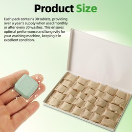 Calvana (30-Pack) Washing Machine Cleaning Tablets, Formulated for Pet Owners, Washer Cleaner, for Front-Loaders, Top-Loaders, HE Machines, Easily Removes Residue, Septic Safe, Over a 12-Month Supply