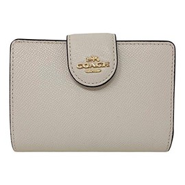 Coach Crossgrain Leather Medium Corner Zip Wallet Chalk Style No. 6390, Chalk, Minimalist