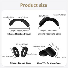 Silikonhülle Kompatibel mit AirPods Max Kopfhörer, Anti-Kratzer Silikon Ohrpolsterhülle Abdeckung + TPU Schutzhülle Hülle Cover Case + Stirnbandabdeckung für AirPods Max Zubehör Schutz Hülle (Schwarz)