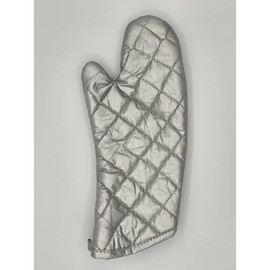 Intedge 338S-24 Oven Mitt, Heat Resistant up to 400°F, 24" Length, Quilted Cotton, Silver, Insulated Commercial Kitchen Oven Mitt, Made in USA, Not Machine Washable, 1 Each