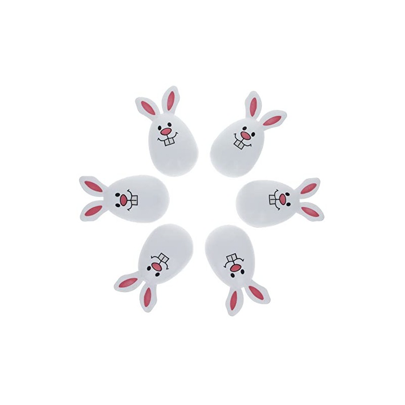 Whimsical Easter Delight: Set of 6 White Smiling Bunny Plastic