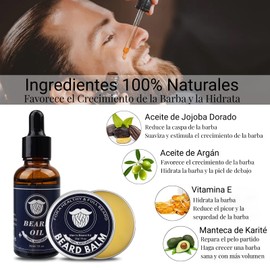 Barba Kit Cuidado, Kit Barba Hombre, 8 en 1 Kit de Cuidado de Barba con Cepillo, Aceite Barba, Peine para Barba, Champu, Balsamo Barba, Navaja, Tijera, Bolsa de Arpillera - Regalos para Hombre