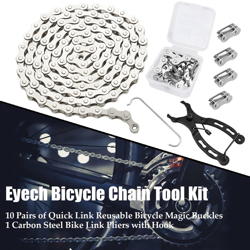 Eyech Bicycle Chain Tool Kit, 10 Pairs Quick Link Reusable