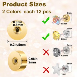 JYvivid 24 Pcs Flat Earring Backs for Studs, Flat Backs for Earrings, Earrings Back Replacements, Screw on Earring Back (Gold, Silver)