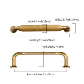 Asidrama 10 Pack 3 Inch(76mm) Antique Brass Kitchen Cabinet Handles, Cabinet Pulls Kitchen Cabinet Hardware for Cupboard Drawer Pulls