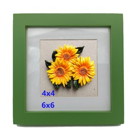 ZXT-parts 6x6 Picture Frame Wood with Mat 4x4 Opening. Tempered Glass Panel, Sturdy and not Easily Broken.Solid Wood Green Color Frame.Wall and Table.