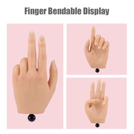 Practice Hand for Acrylic Nails with Stand Bracket, Silicone Fake Hands to Practice Fake Nails Mannequin Hand for Nails Practice and Nail Art Single Left Hand Color 1#