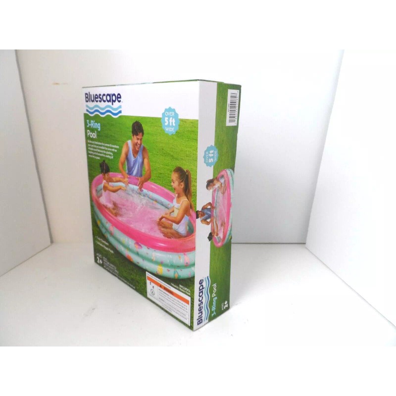 Bluescape Pink 3-Ring Inflatable Kiddie Swimming Pool, Round, Age 2