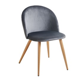 FurnitureR Dining Chair Modern Mid-Century Side Chair with Velvet Cushion Metal Legs, Upholstered Accent Chairs for Kitchen/Living Room/Dining Room, Set of 1, Grey