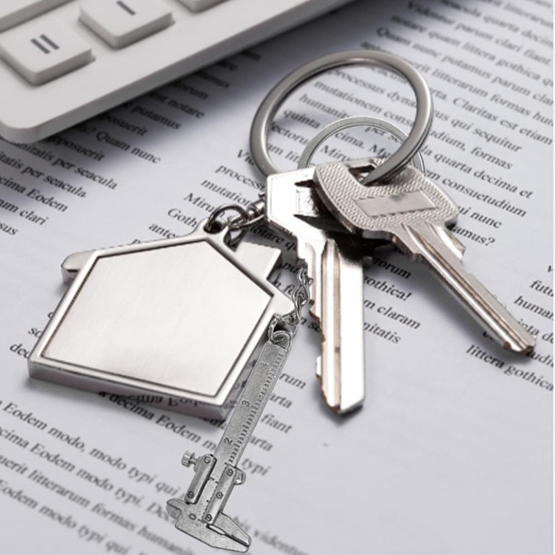 6 Pcs Mini Metal Vernier Caliper Portable Mini Key Chain