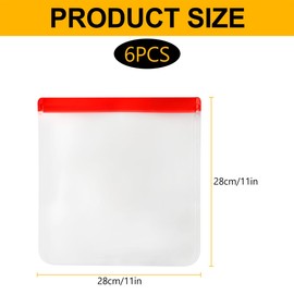 Lotsdonxia 6PCS PEVA Food Fresh Storage Bags Sealed and Leak-Proof Food-Grade Household Storage Bags Suitable for Freezing Fruits and Storing Vegetables