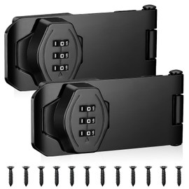 Cabinet Password Lock, 2 Pcs 4 Inch Cabinet Hasp Latch Lock with 3-Digit Combination, Keyless Mechanism Lock for Small Doors, Cabinets, Barn Door, Mailbox, Pet Doors (Black)