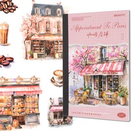 YagCu Journaling Stickers, Paris Series Scrapbook Sticker, Coffee Shop Junk Journal Supplies, Pre-Cut Aesthetic Scrapbooking for Adults, Decorative Arts Craft Collage