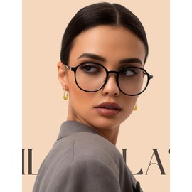 MILACOLATO G23 Titanium Gold Hoop Earrings Hypoallergenic 18K Gold Plated Teardrop Earrings for Women Trendy Large Oval Pull Through Lightweight Silver Hoop Earring Statement Jewelry for Women-G30