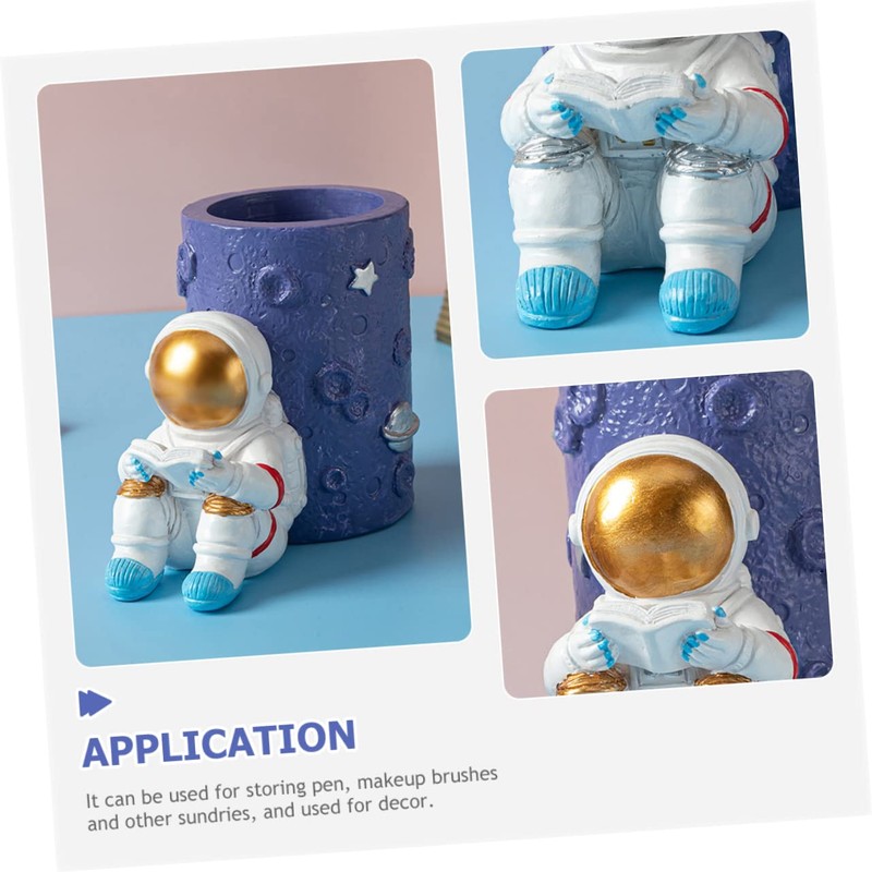 Operitacx Astronaut Pencil Holder Resin Craft Space Theme Desk Organizer