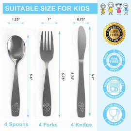 CHILLOUT LIFE Stainless Steel Kids Silverware Set 15 Pieces - Child and Toddler Safe Flatware - Kids Utensil Set - Metal Kids Cutlery Set Includes 5 Small Kids Spoons, 5 Forks & 5 Knives