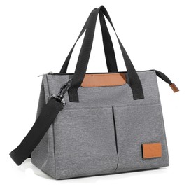 Insulated Lunch Bag,Insulated Tote Bag Wide Open Insulated Cooler Bag Water-Resistant Thermal Leak-Proof Lunch Organizer for Adult Kids Outdoor Picnic Work (Grey)