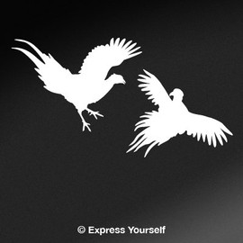 Express Yourself Products Fighting Pheasants (White - Reverse Image - XL) Decal Sticker - Upland Game Bird Collection