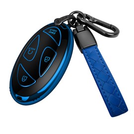 Sindeda for Hyundai Key Fob Cover with Keychain Soft Full Protection Key Shell Key Case Compatible with 2023 2024 Ioniq 6 Grandeur GN7 KONA Smart Key (Blue, 5 Buttons)