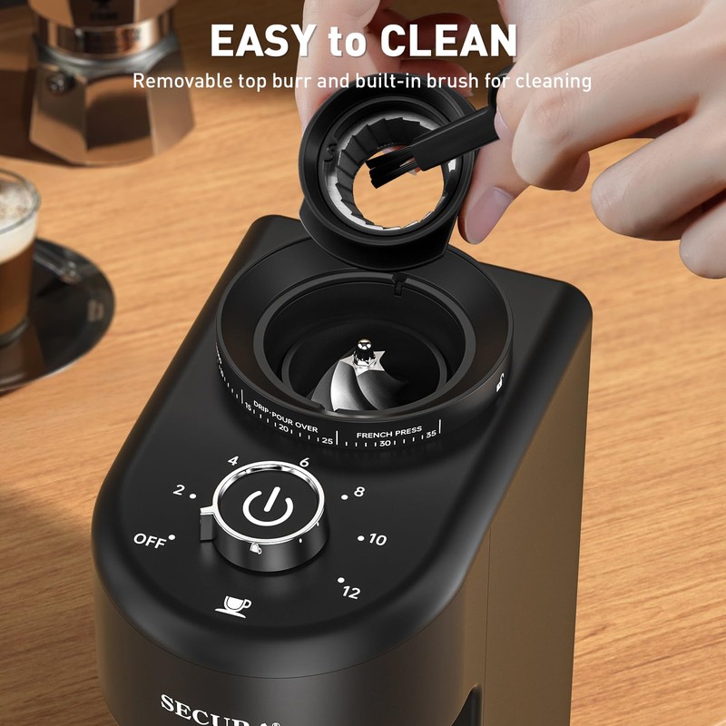 Secura Conical Burr Coffee Grinder with 35 Grinding settings Coffee