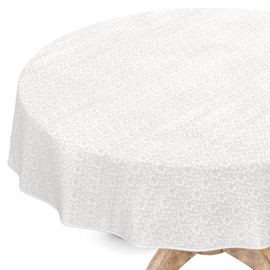 Premium Oilcloth Tablecloth Vinyl Oilcloth Washable Round 150 cm White Mother of Pearl Elegant Wipe Clean