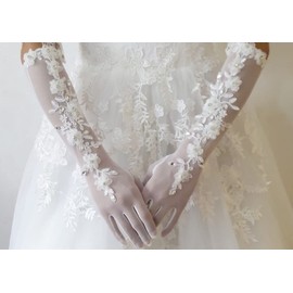 Bridal Wedding Gloves Thin Mesh Gloves Lace Gloves Diamond Decoration Gloves Long Gloves Ballet Gloves Stage Dress Gloves Accessories Long Opera Party Gloves Wrist Length Floral Gloves