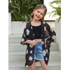 SOLY HUX Girl's Floral Print Sheer Open Front Swim Cover