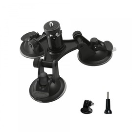 Car Camera Suction Mount with 360 Degree Tripod Head, Triple Suction Cups for Enhanced Stability for Action Cameras, suitable for Gopro, for Insta360 and Other Action Cameras