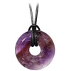Kaltner Präsente Gemstone Necklace with Pendant, Amethyst Purple, Leather Cord