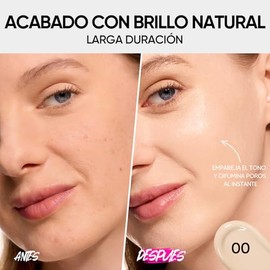 SKINTIFIC Base de Maquillaje Cushion de Alta Cobertura y Acabado Glow - Maquillaje Long-Lasting Hidratante con Péptidos y Ácido Hialurónico - Efecto S
