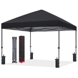 ABCCANOPY ABCCANOPY Pop Up Canopy - Outdoor Patio Portable Canopy Tent Heavy Duty for Backyard and Deck with 4 Sandbags(Black, 10x10)
