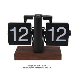 Greensen Flip Digital Table Clock Creative Retro Flip Clock 24H with Black Walnut Base Mechanical Car Flip Clock Large Number Cards Flip Desk Clock