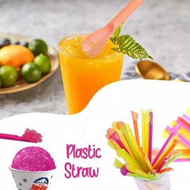 Concession Essentials Pack of 400 Snow Cone Cups and Straws for Parties and Events