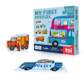 Toi 6 Packs Large Piece Toddler Jigsaw Puzzles for Kids Aged 2.5+, Animal Shaped Floor Puzzles for Beginner, Preschool Learning Game for Boys Girls, Traffic