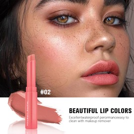 6-Color Velvet Matte Lipstick Balm-in-Pencil for Lips Makeup, Ultra Hydrating, Long-Lasting High lmpact Color Soft Finish, Waterproof Moisturized Lips (02, pack of 1)