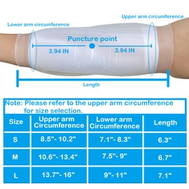 PICC Line Shower Cover Waterproof Elbow Dressing & PICC Line Protector for Showering, Medical Silicone Arm Sleeve to Keep IV Lines & PICC Lines Dry, Attached with 2 Cotton Arm Liners (S (8.5"-10.2"))