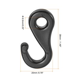 sourcing map Camping Snaps Hooks Plastic Buckles, 6.5mm Hole Clip Accessories for Tent Canopy, Black Pack of 10