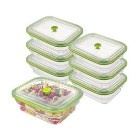 Restaurantware-Fresh Hero 51 Ounce Storage Containers, 20 Durable Airtight Food Containers - Microwavable, Freezable, Green Silicone Collapsible Containers, Dishwashable, With Vented Lids