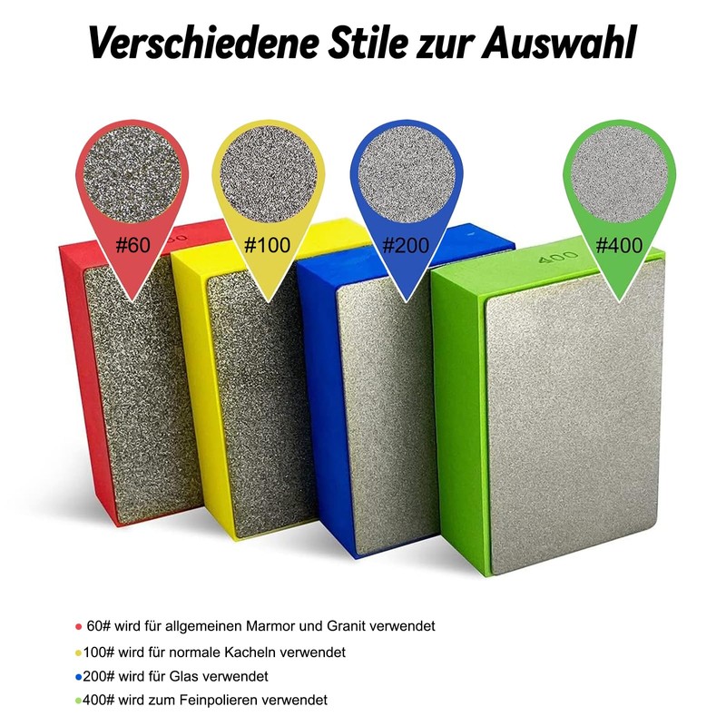 4 Pieces Diamond Hand Sanding Pads Sanding Blocks for Grinding