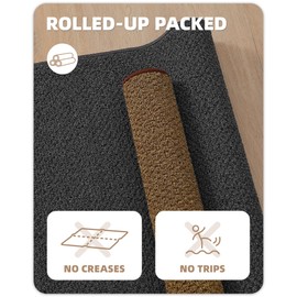 Color&Geometry Large Double Door Mat, 24"x43" Non Slip Front Door Mat Indoor Entrance, Dirt Trapper Washable Indoor Outdoor Rugs Entry Rugs for Inside House, Brown (Rolled-up NO Creases)