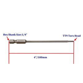 Rannb TT9 Torx Bit Set with 1/4" Hex Shank Screwdriver Bit (10pcs) Security Torx Bit Set,Magnetic S2 Steel Screwdriver Bit Set,4"Long